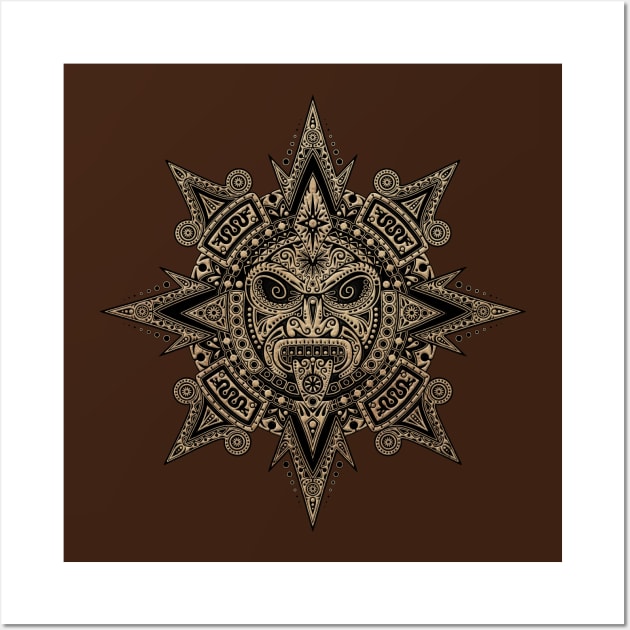 Ancient Stone Mayan Sun Mask Wall Art by jeffbartels